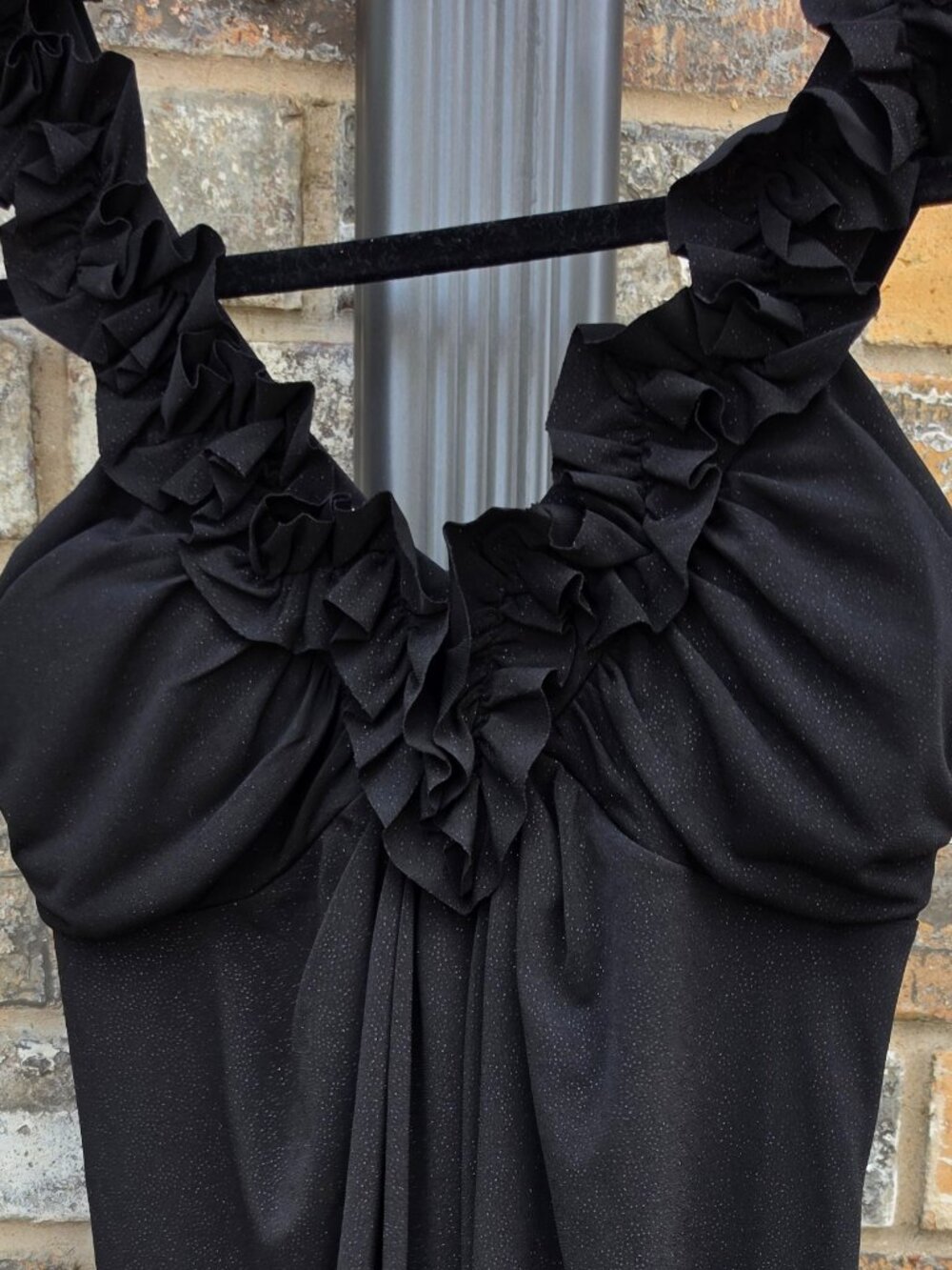 En Focus Studio Black Ruffle Neck Sleeveless Dress Size 4 Stretch